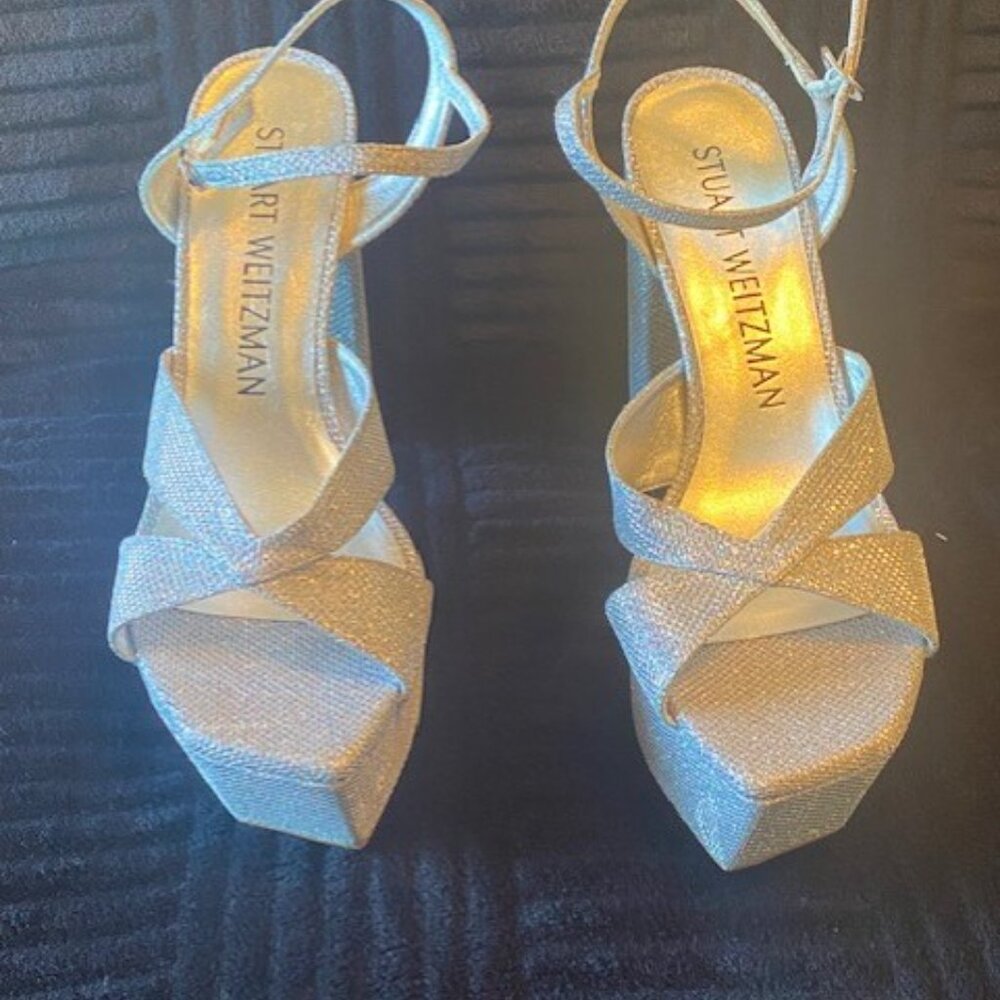 Stuart Weitzman Platform Silver Heels - image 2